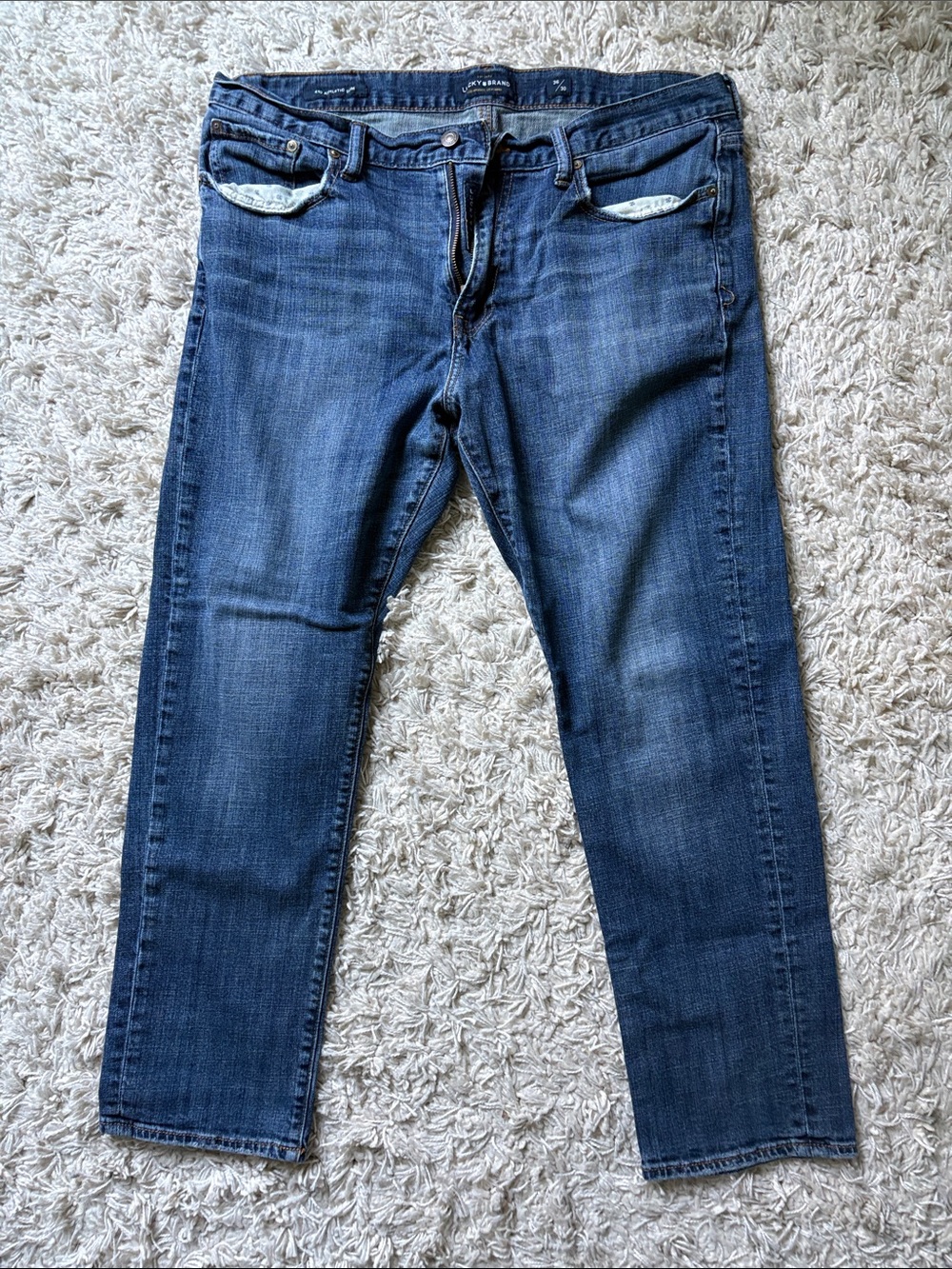 Men's Lucky Brand Dark Blue Denim Jeans 410 Athletic Slim Fit